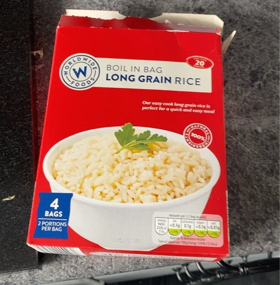 Boil in bag long grain rice