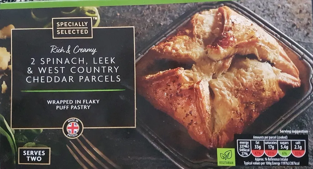 Spinach leek and west country cheddar parcels