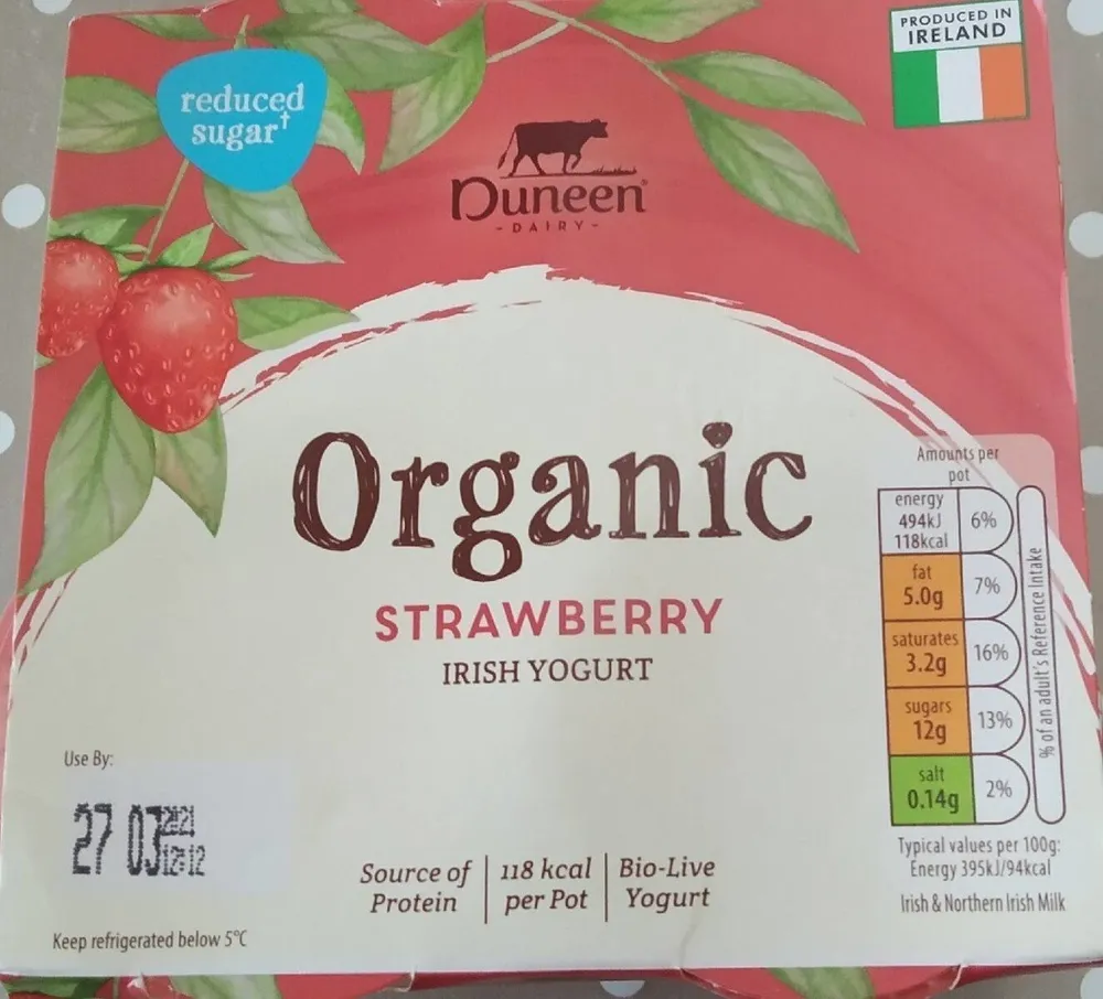 Organic strawberry Irish yogurt