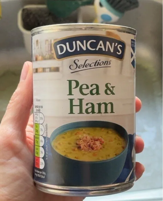 Duncan’s pea and smoked bacon soup