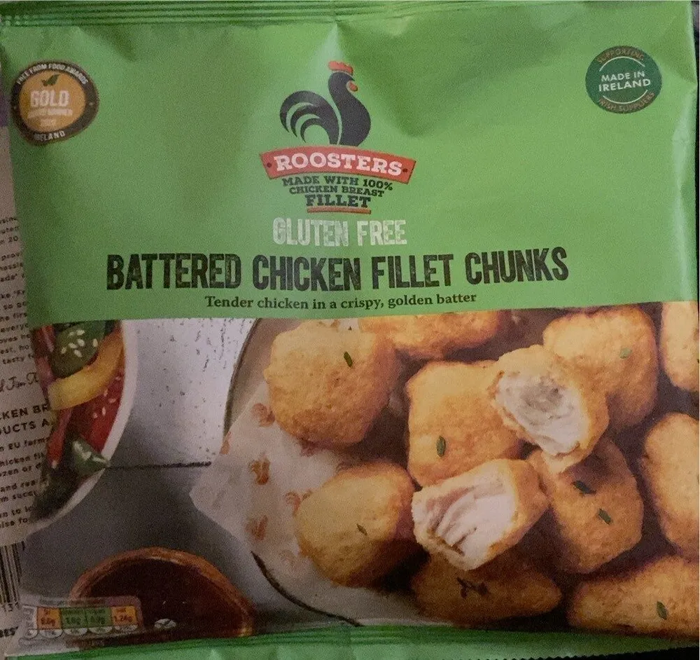 Battered chicken fillet chunks