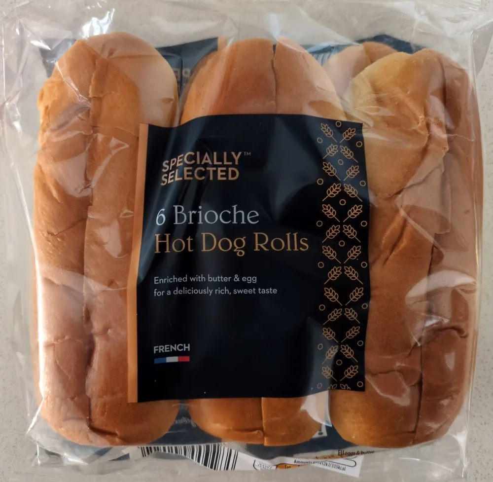 6 sliced brioche hot dog rolls