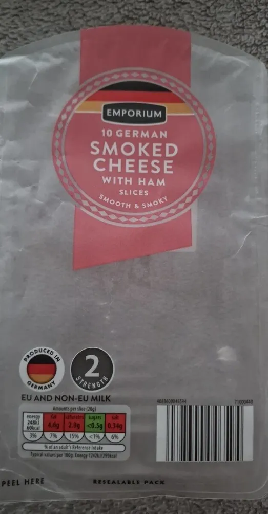 German Smoked Cheese with Ham Slices