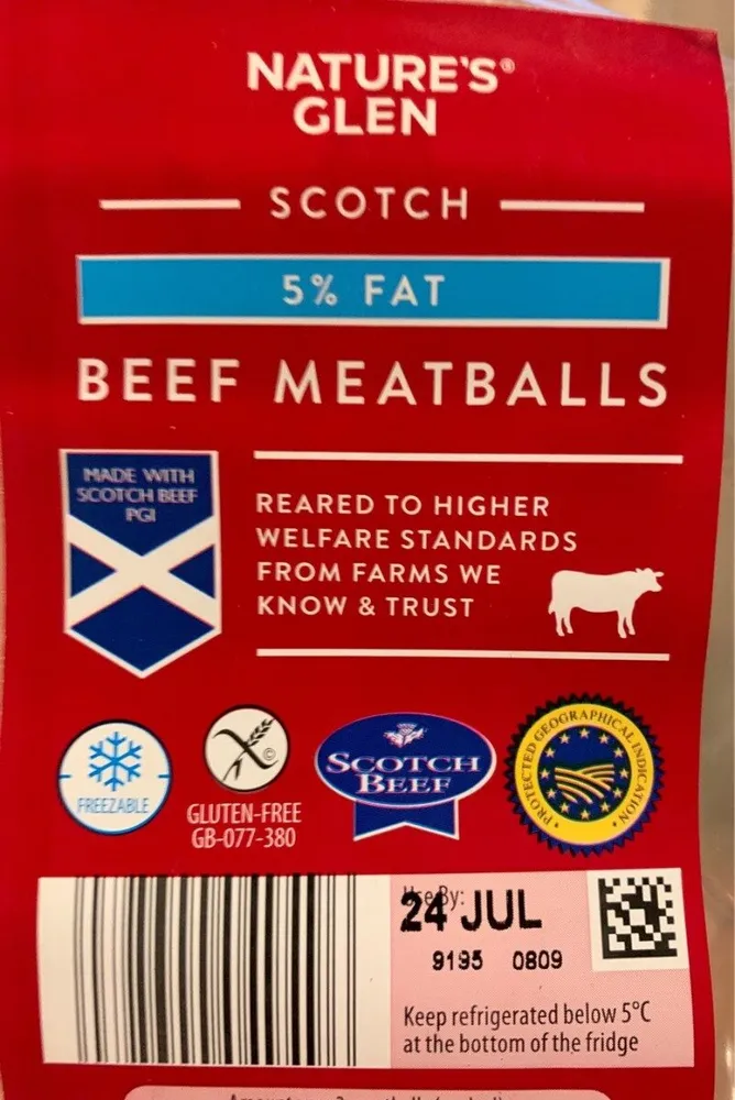 Natures glen beef meatballs
