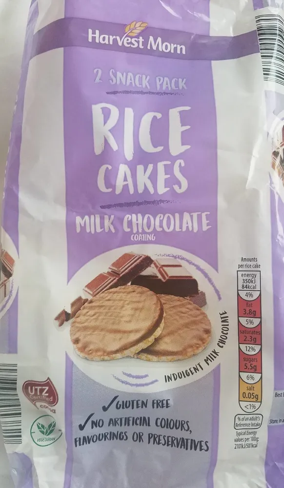 Rice cakes milk chocolate coating