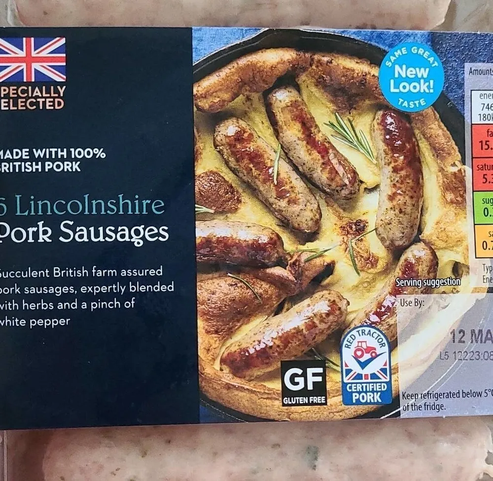 6 Lincolnshire pork sausages