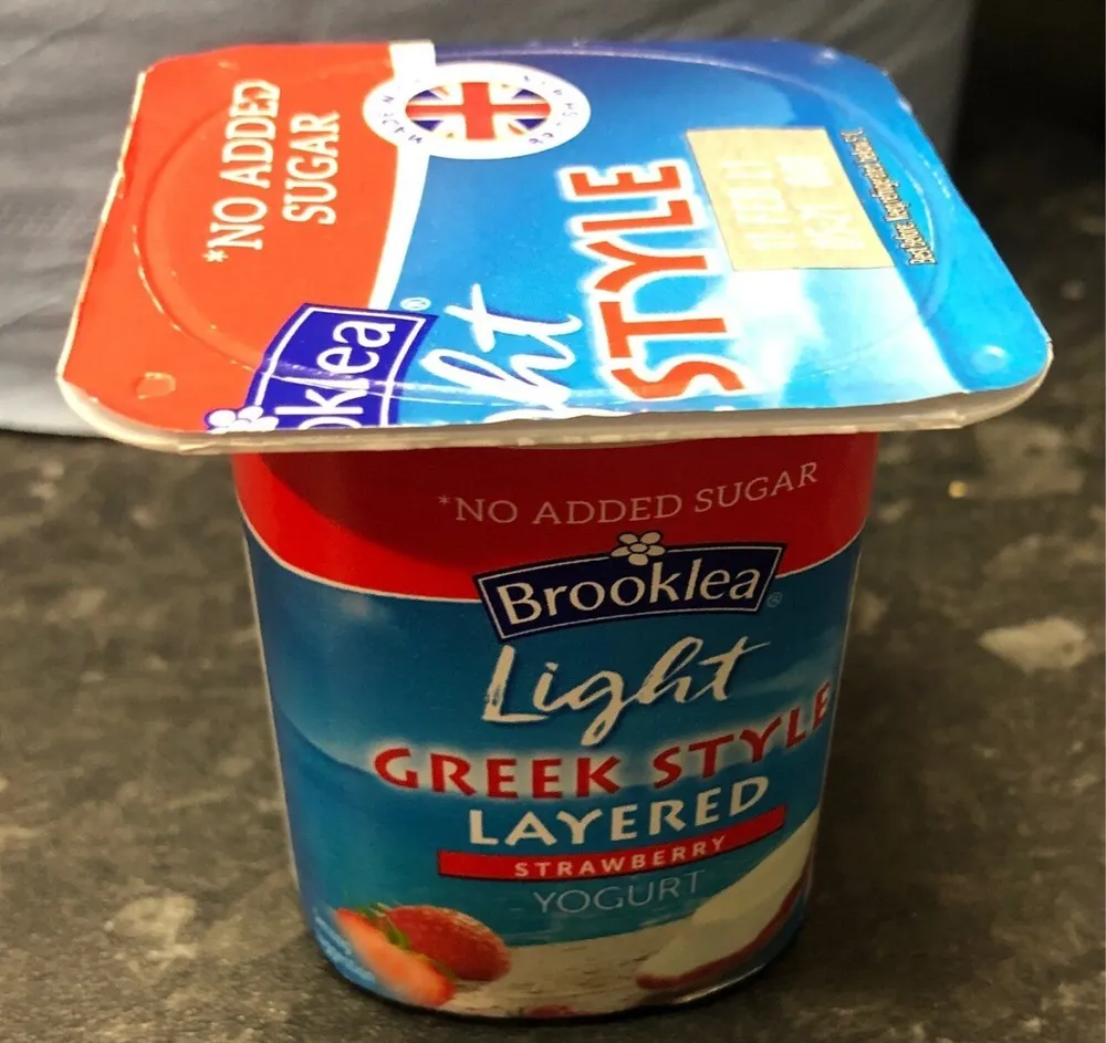 Light Greek Style layered strawberry yogurt