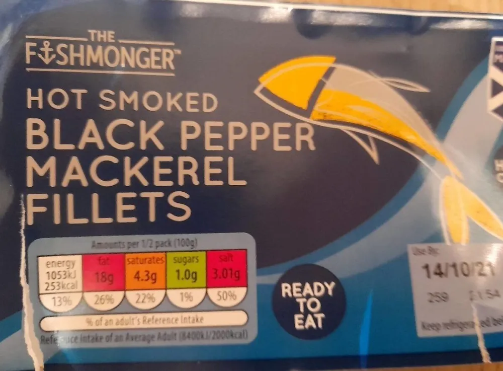 hot smoked Black pepper mackerel fillets