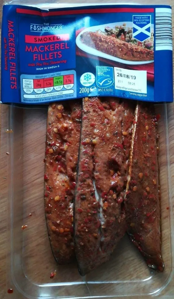 Smoked mackerel fillets piri piri flavouring