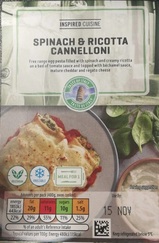 Spinach and ricotta cannelloni