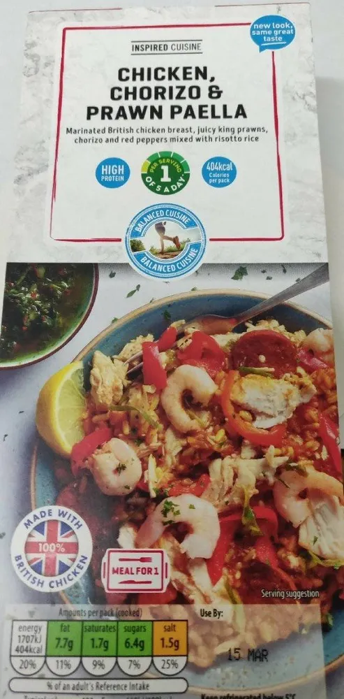 Chicken, chorizo & prawn paella