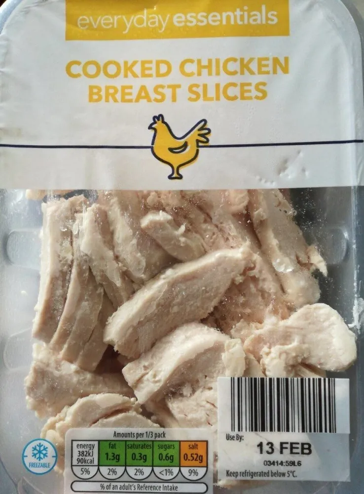 Cooked chicken breast slices