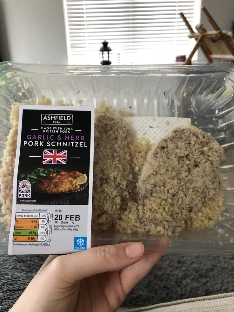 Garlic and herb pork schnitzel
