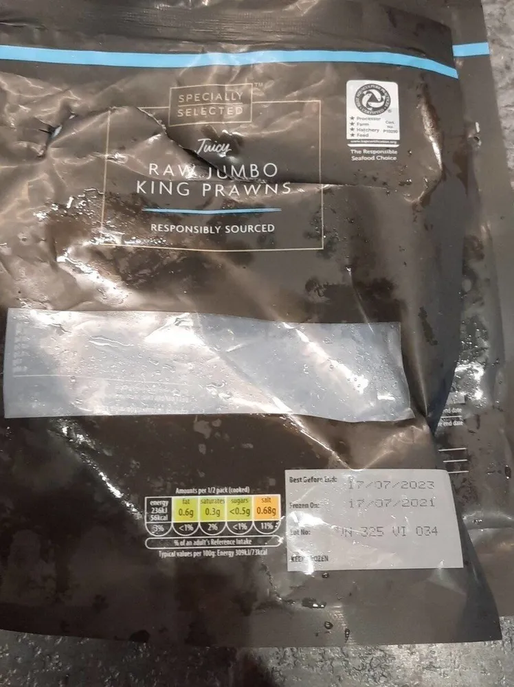Raw jumbo King prawns