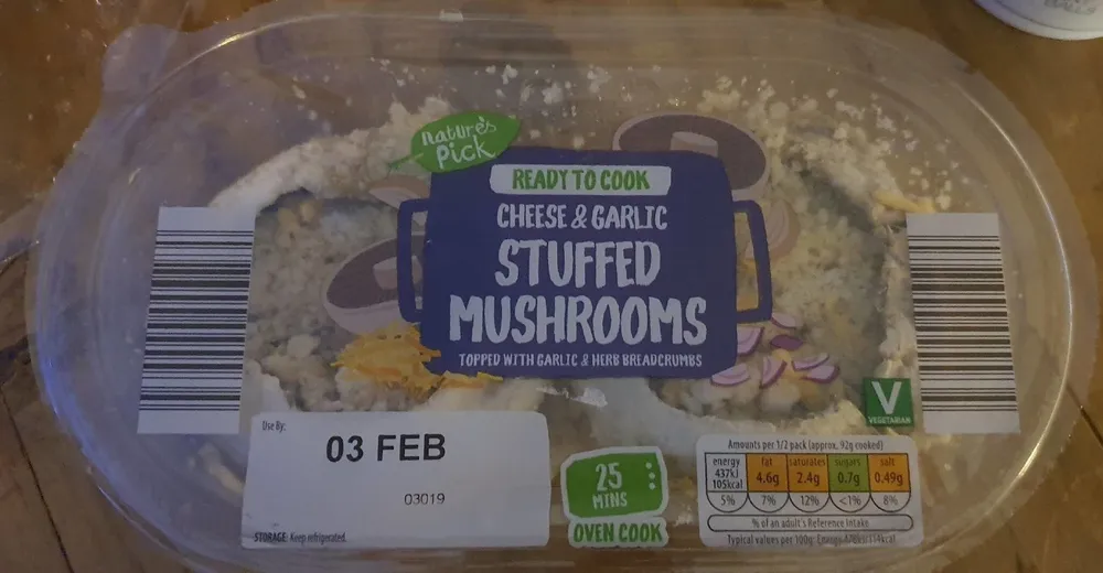 Flat Mushrooms with Cream Cheese & Garlic & Herb Breadcrumbs