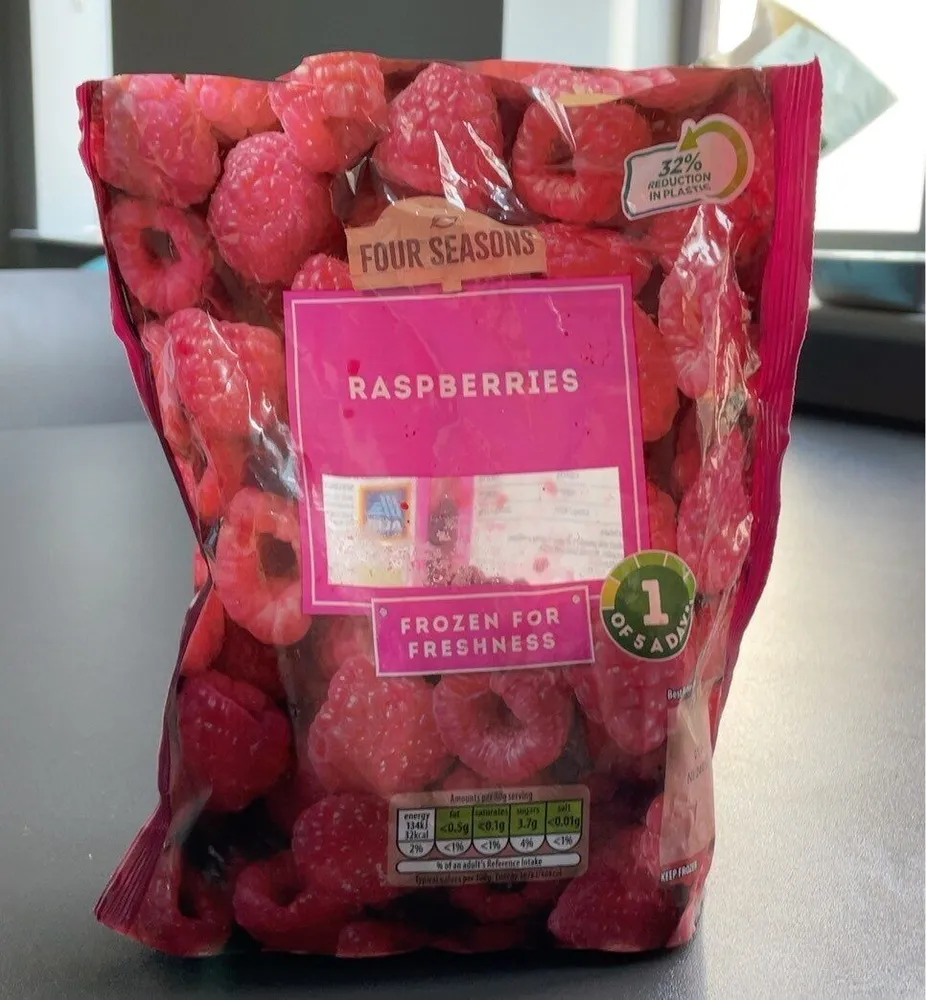 Raspberries frozen for freshness