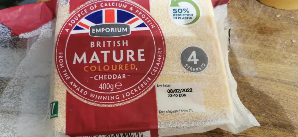 Mature coloured cheddar