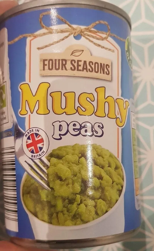 Processed mushy peas with sugar and salt