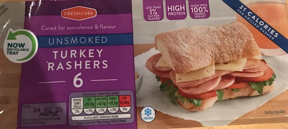 Unsoked Turkey Rashers