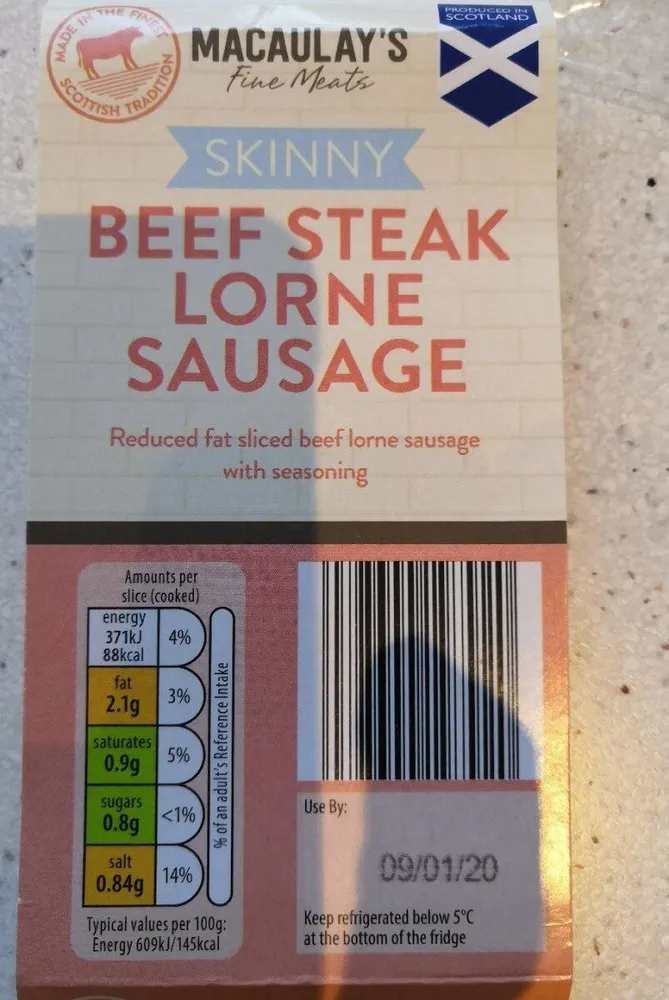 Skinny Beef Steak Lorne Sausage