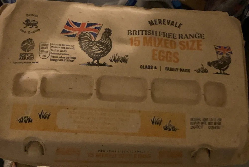 BRITISH FREE RANGE 15 MIXED SIZE EGGS