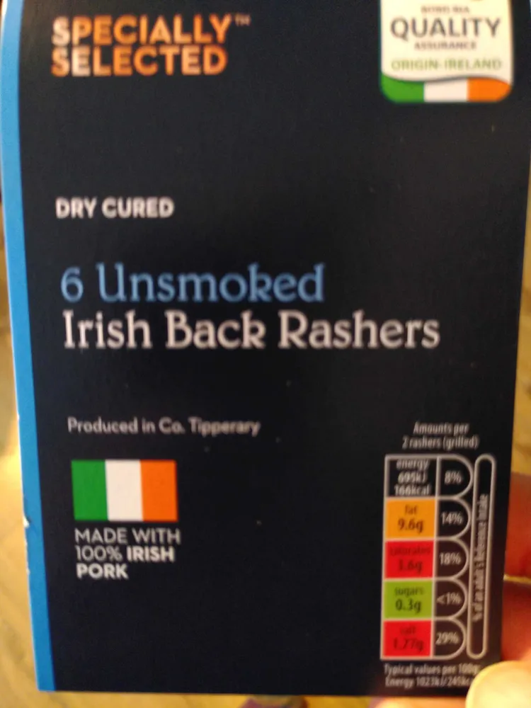 6 unsmoked back rashers