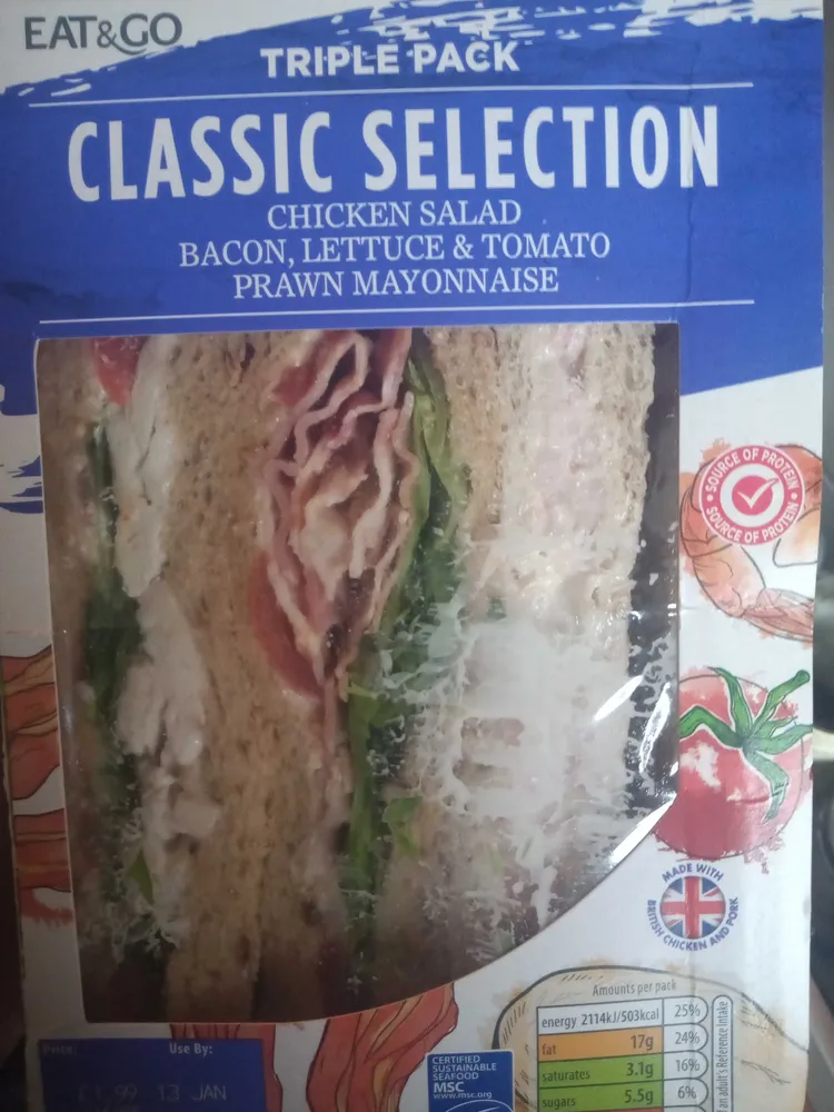 Classic Selection Chicken Salad Bacon Lettuce & Tomato Prawn Mayonnaise