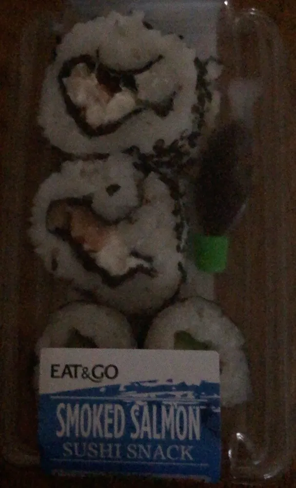 Smoked salmon sushi snack