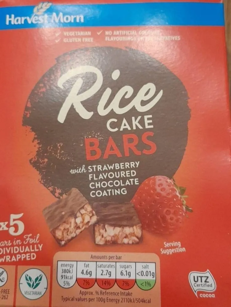 HARVEST MORN RICE CAKE BAR STRAWBERRY AND CHOCOLATE COAT
