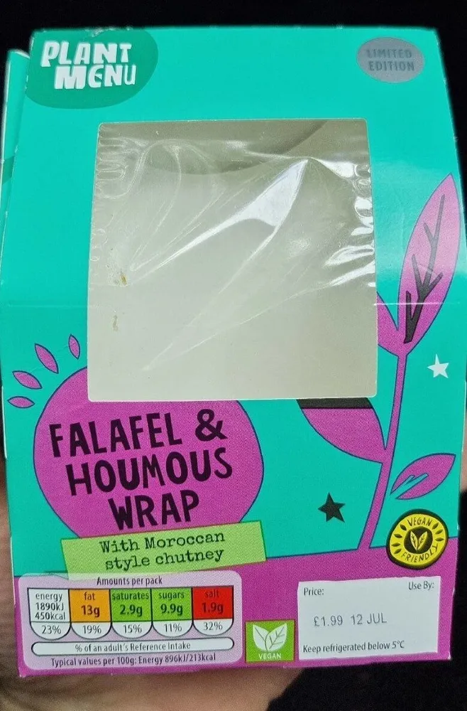 Falafel and houmous wrap