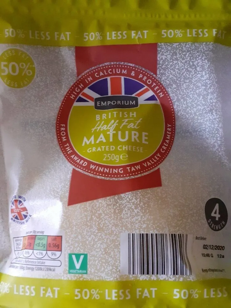 Half fat mature grated cheese