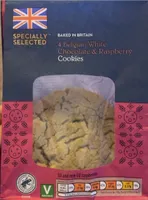 4 Belgian Ehite Chocolate & Raspberry Cookies