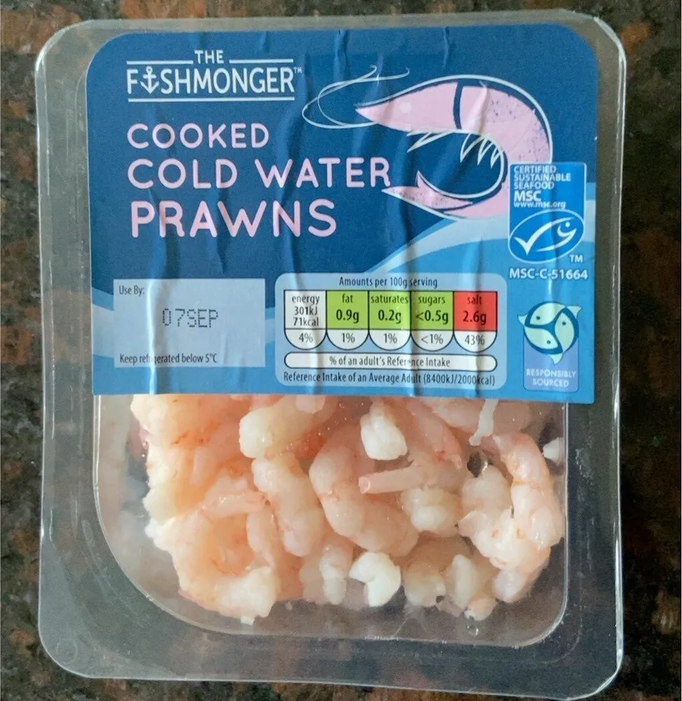 Cooked cold water prawns