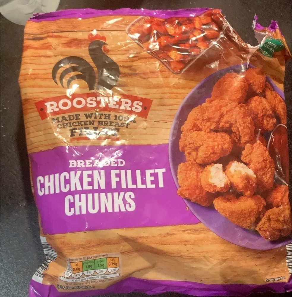 Breaded chicken fillet chunks