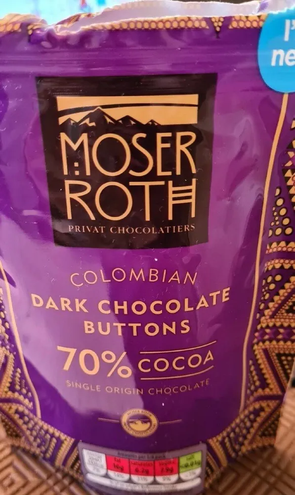 Colombian dark chocolate buttons 70% cocoa