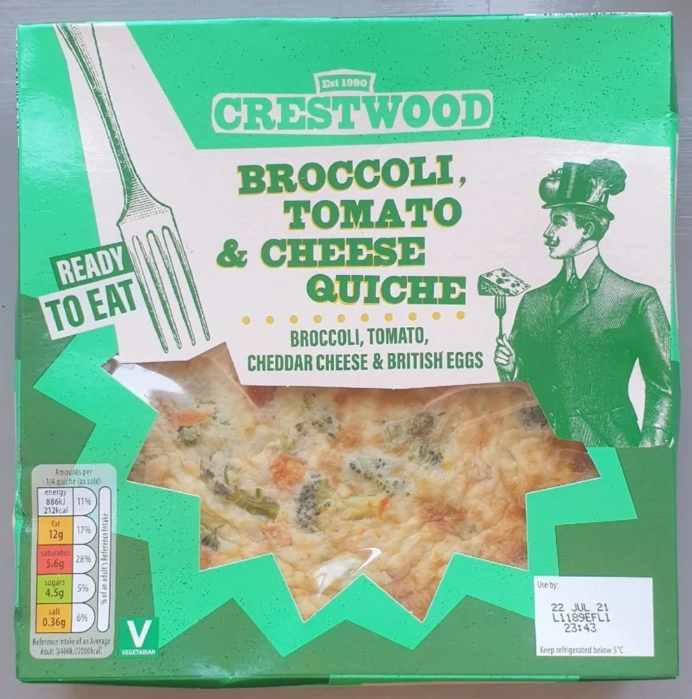 Broccoli, tomato & cheese quiche
