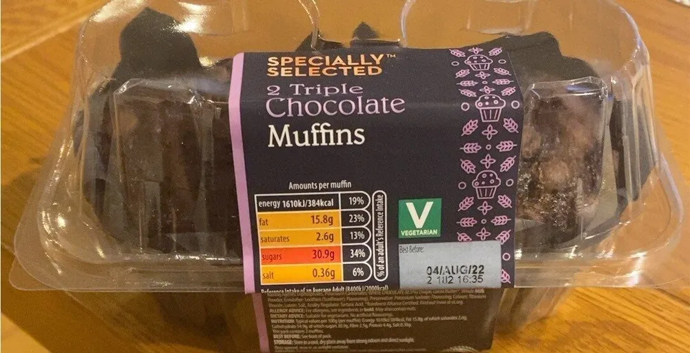 2 triple chocolate muffins