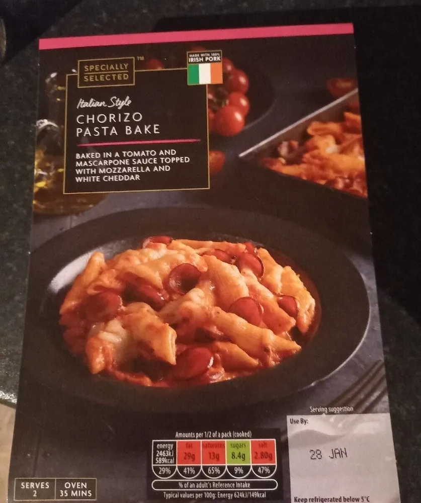 Chorizo pasta bake