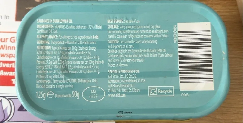 Sardines in sunflower oil