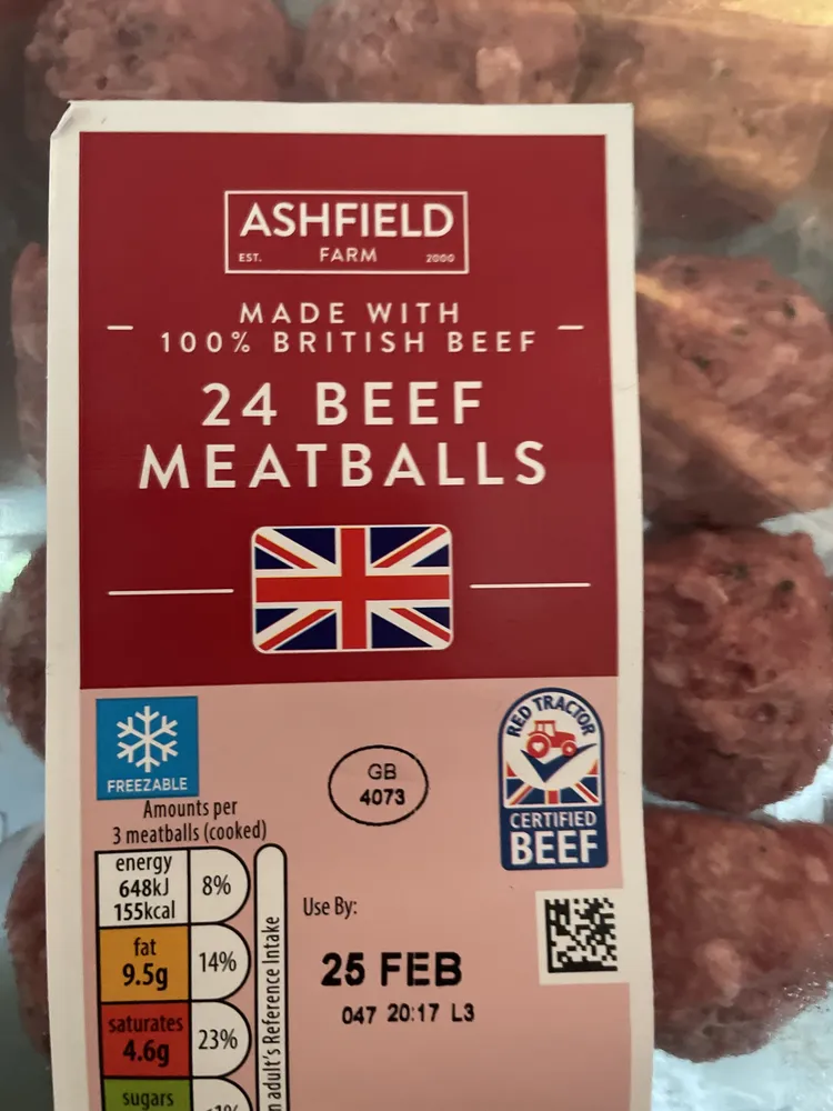 Ashfield farm 24 beef meatballs