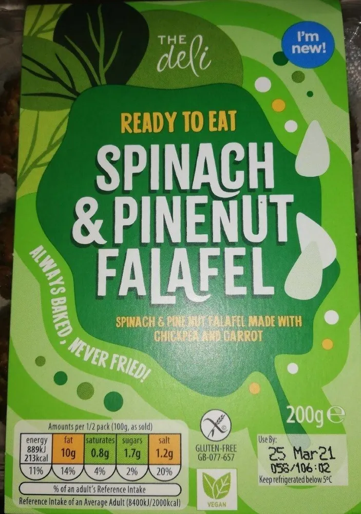 Spinach and pine nut falafel