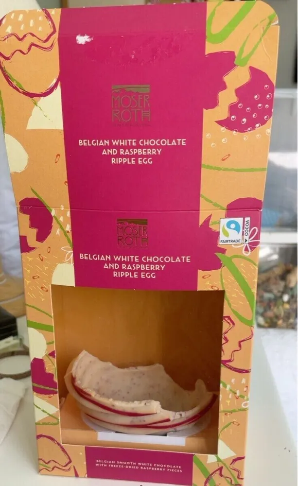 Belgian white chocolate and raspberry ripple egg