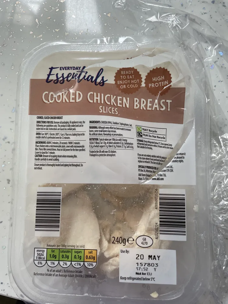 Cooked Chicken Breast Slices