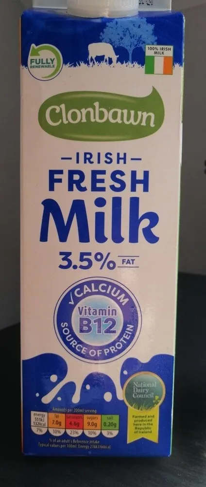 Irish Fresh Milk 3.5% Fat