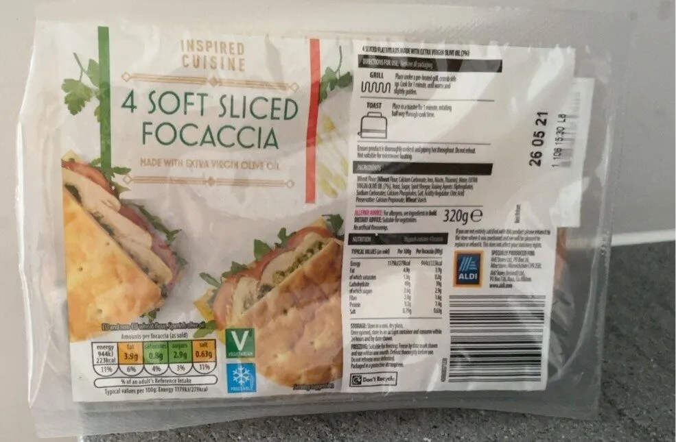 4 soft sliced focaccia