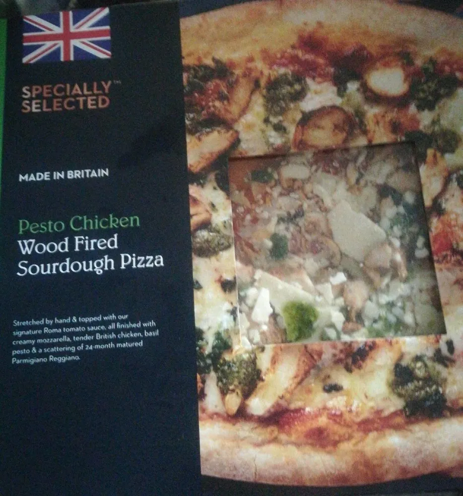 Pesto  chicken fired sourdough pizza