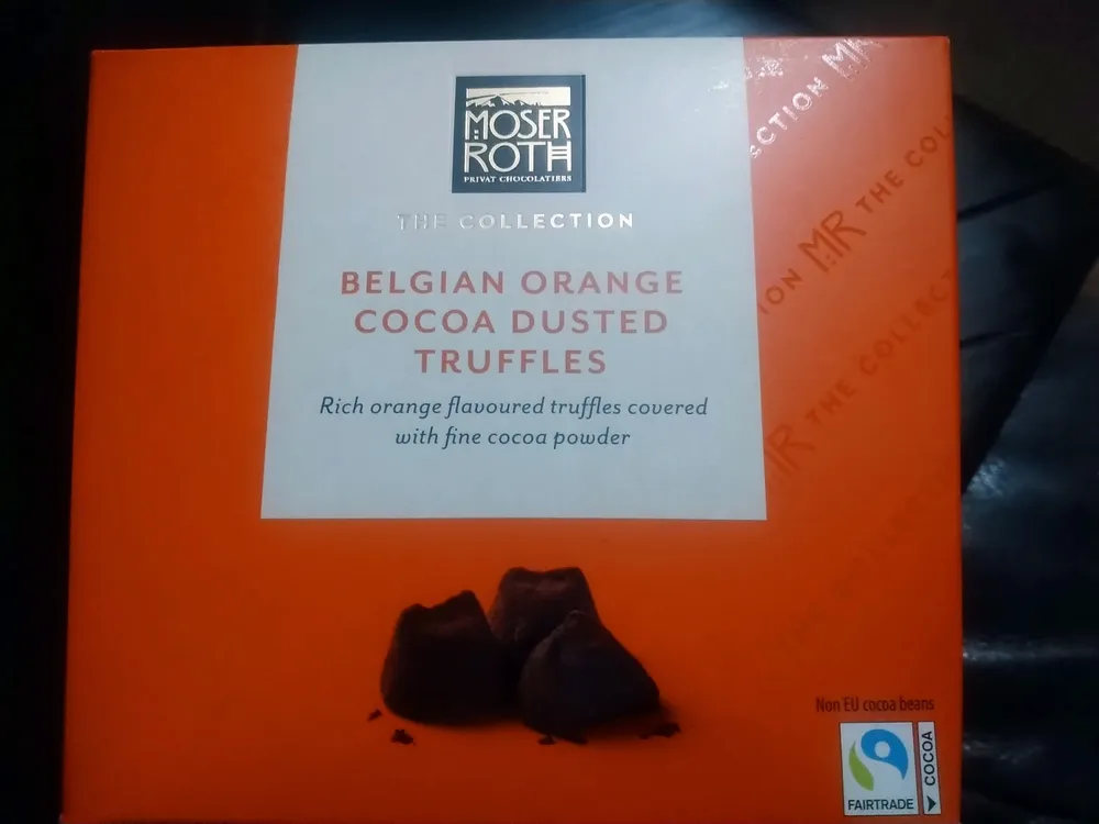 Belgian orange cocoa dusted truffles