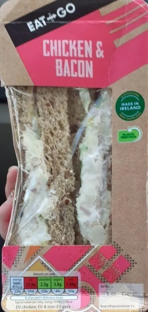 Eat go chicken and bacon sandwich