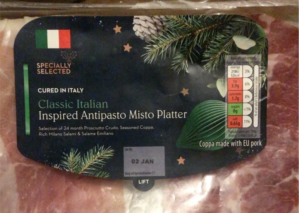 Classic Italian inspired antipasto misto platter