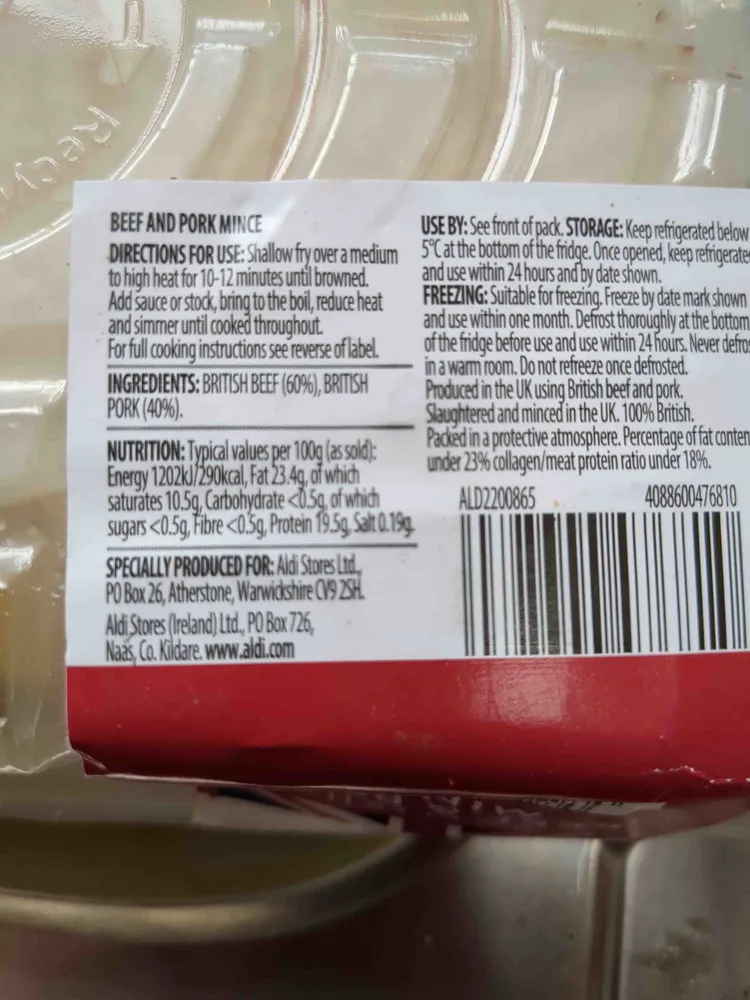 British Beef & Pork Mince